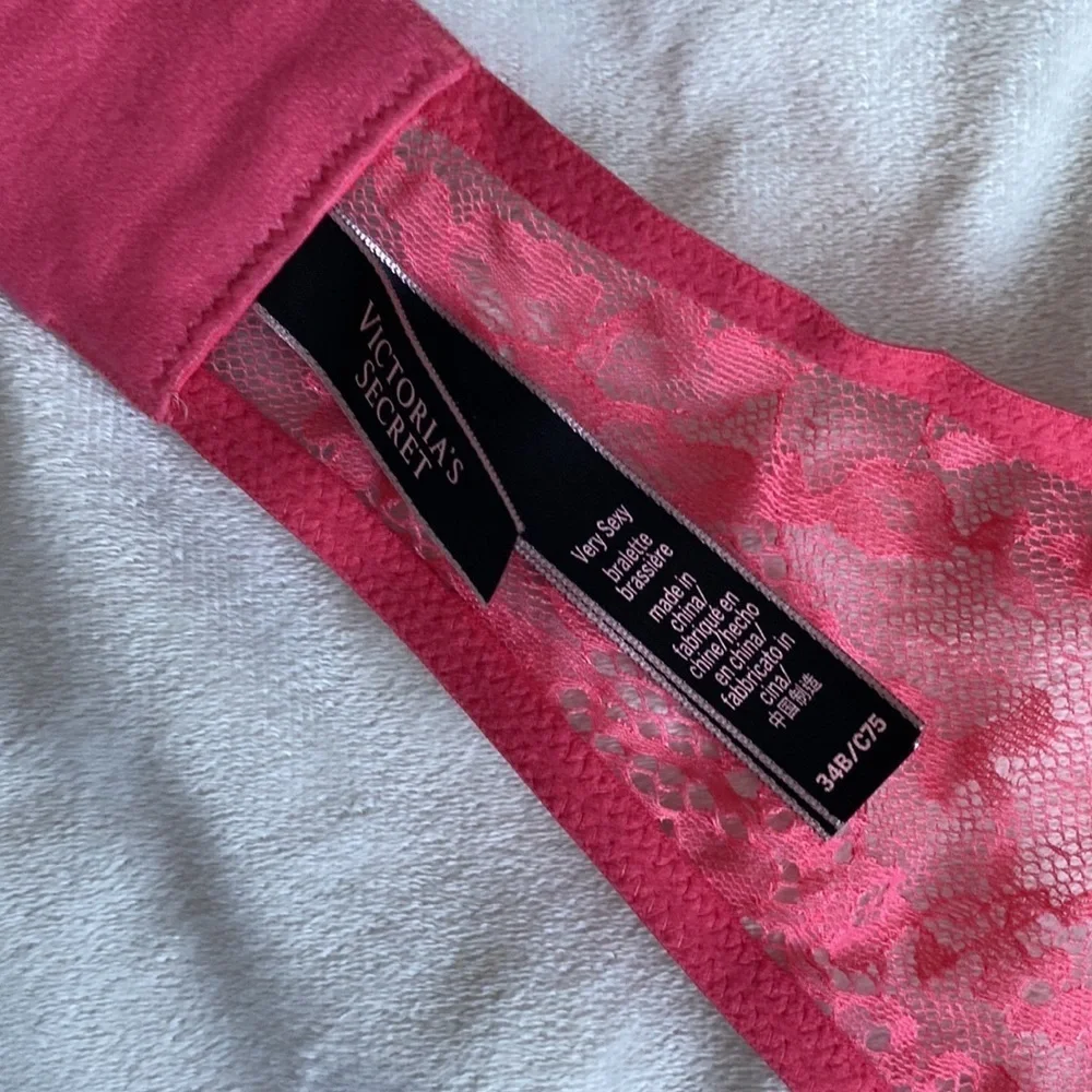 Fairycore Y2K Victoria’s Secret Sheer Lace Halter Bralette Pink Size 34B - Picture 5 of 6